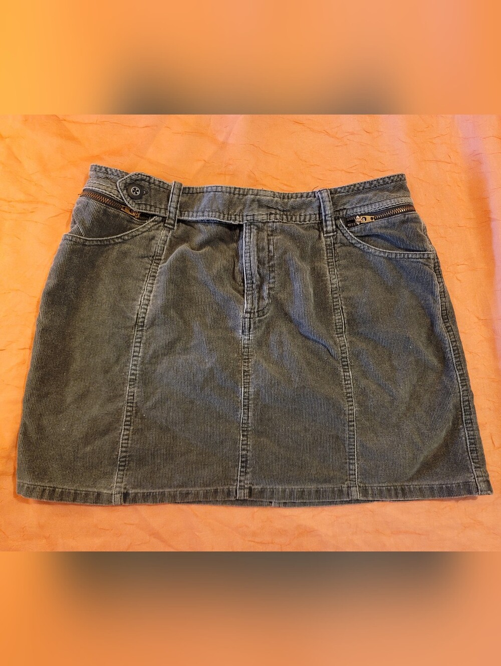 Gray Corduroy Mini Skirt